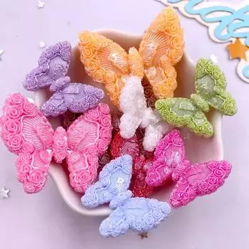 8 шт. микс красочных смоляных мультяшных фигурок бабочек с плоским дном из камня своими руками свадебный бант декор для альбома аксессуары на Хэллоуин 27X23mm