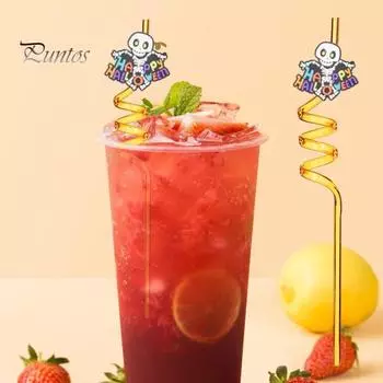 8 шт. многоразовые соломинки для питья на Хэллоуин для детей спиральная соломинка для горячих холодных напитков на день рождения 1 Set