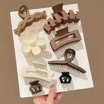 8 шт. Модные большие заколки-крабы для волос для женщин Элегантные акриловые заколки-шпильки Корейский стиль Зажим-краб Головной убор Аксессуары для волос для девочек