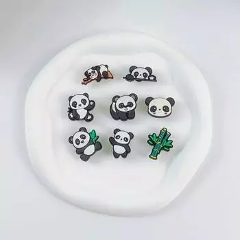8 шт. Модные шармы для обуви для кроксов Набор Аксессуары Пряжка для обуви с отверстиями Милая Панда Лист бамбука DIY Украшения для обуви