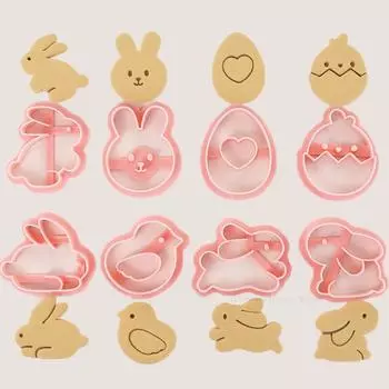 8 шт. мультяшные пасхальные кролики формы для печенья милые кролики цыплята яйца животные узоры резак для печенья инструменты для украшения торта формы для выпечки