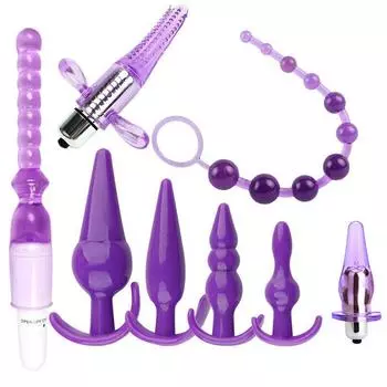 8 шт. Набор анальных пробок разных форм и размеров, анальные пробки-тренажеры, игрушка фиолетового цвета