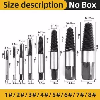 8 шт. Набор экстракторов винтов, легко извлекает поврежденные водопроводные трубы, экстрактор сломанных болтов, съемник винтов, деревообрабатывающие инструменты, сверла