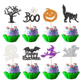 8 шт./набор декоративных вставных карточек для торта летучая мышь тыква Хэллоуин кекс топпер призрачный фестиваль 8pcs/set