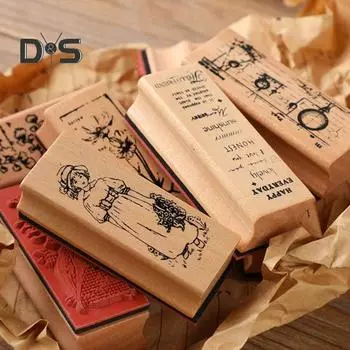 8 шт./набор деревянных штампов, винтажные цветочные растения, девушки, сделай сам, искусство, ремесло, поздравительная открытка, скрапбукинг, письмо, конверт, дневник, декоративный штамп Mixed Style