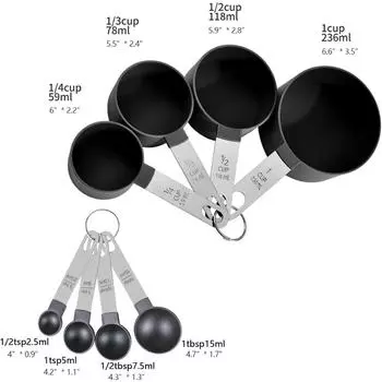 8 шт. Набор из 8 шт. мерных стаканов и ложек, вкладываемых друг в друга, мерные стаканы для измерения сухих и жидких ингредиентов, кухонные гаджеты