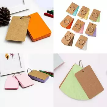 8 шт./набор карточек с кольцами для крепления Карточки с флешками Двусторонние доступные карточки для изучения Карточки для заметок Карточки из крафт-бумаги