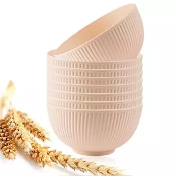 8 шт./набор мисок из пшеничной соломы, круглые бытовые миски для риса, салата, экологически чистые, небьющиеся, детские миски из пшеничной соломы, набор, маленькая миска розовый