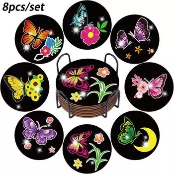 8 шт./набор подставок с алмазной росписью в виде бабочек и цветов, с кронштейнами. Подставки своими руками для начинающих и взрослых, товары для творчества и рукоделия, подарки 8PCS/Set