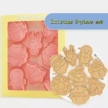 8 шт. набор рождественских формочек для печенья своими руками, рождественская форма для печенья, 3D-форма для печенья с героями мультфильмов, рождественская форма для выпечки, инструменты для украшения печенья