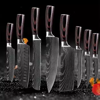 8 шт., наборы ножей с дамасским узором, набор кухонных ножей, ножи шеф-повара, кухонные принадлежности, нож для нарезки фруктов, резак для обвалки