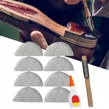 8 шт. накладок на каблук обуви с клеем, противоскользящий дизайн, износостойкая резиновая заплатка для ремонта изношенных боковых поверхностей каблука обуви чистый