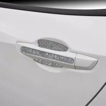 8 шт. наклейка на ручку двери автомобиля с бриллиантовым кристаллом, универсальная защита автомобильной ручки, предупреждающая наклейка, декоративная автомобильная фурнитура для женщин