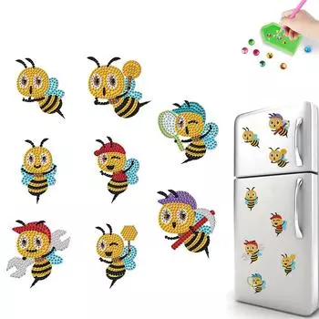 8 шт. наклейки на холодильник в виде подсолнуха особой формы, магниты с алмазной живописью, магниты на холодильник с алмазной живописью для взрослых и детей, начинающих BXT2011