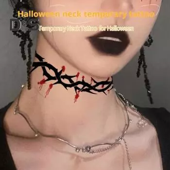 8 шт. наклейки на шею для Хэллоуина, реалистичные татуировки со шрамом и черепом для вечеринки на Хэллоуин, жуткая наклейка для усиления праздничного духа, аксессуары Sets