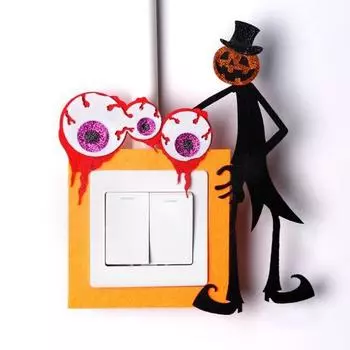 8 шт., настенные наклейки на тему Хэллоуина, уникальная форма, сильная липкость, крышка переключателя, настенные художественные наклейки, аксессуары для вечеринок 1 Set
