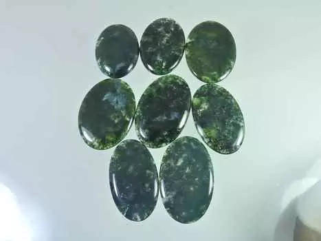 8 шт. натуральный зеленый моховой агат овальной формы кабошон драгоценный камень лот 37-40 мм RQ-2272
