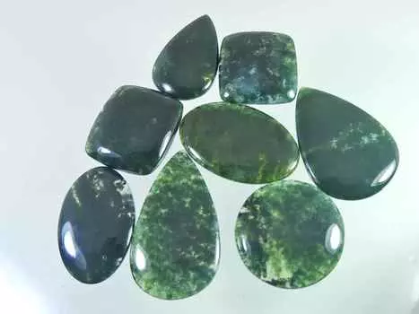 8 шт. натуральный зеленый моховой агат смешанной формы кабошон драгоценный камень лот 35-45 мм RQ-2271