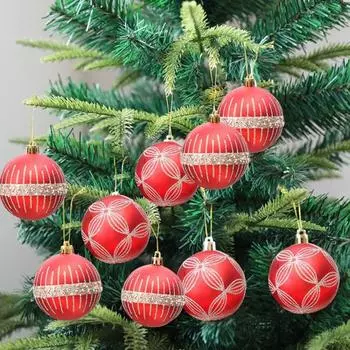 8 шт. небьющиеся рождественские шары подвеска елочные украшения пластиковые шары украшения для арбуз красный