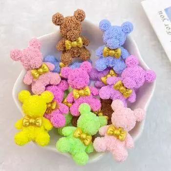 8 шт. Новые лепестки роз ко Дню святого Валентина, галстук-бабочка, медведь, плоская задняя сторона, мультяшная фигурка для скрапбукинга, DIY, декор с бантом, аксессуары, поделки 18x27mm