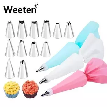 8 шт./пакет, силиконовая глазурь, крем, кондитерский мешок + 6 насадок для торта из нержавеющей стали, сделай сам, насадки для украшения торта, инструменты для выпечки помадки розовый