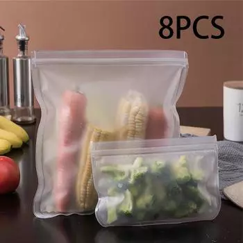 8 шт. Пакеты для хранения ПК, герметичные пакеты для фруктов, пакеты для хранения, пакеты для ланча, прозрачные матовые утолщенные холодильники S