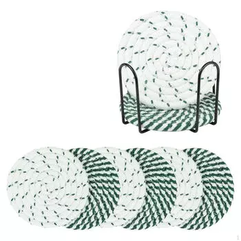 8 шт. плетеные хлопковые веревочные коврики для столовых приборов, теплоизоляционная подложка для свадьбы синий