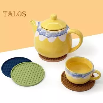 8 шт. подставка для напитков с держателем, нескользящая рифленая конструкция, силиконовая подставка, термостойкая, можно мыть в посудомоечной машине, коврик для чашки, принадлежности для бара чёрный