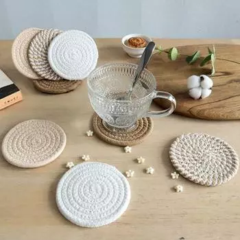 8 шт. подставок для напитков, впитывающие подставки с держателем, термостойкие подставки из хлопчатобумажной ткани, минималистичный домашний декор