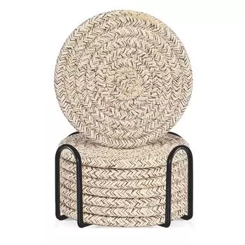 8 шт. подставок под напитки с держателем из хлопка, впитывающие подставки для напитков, домашний декор, набор подставок для защиты деревянной столешницы M темные хаки