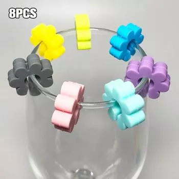 8 шт. подвеска в виде бокала для вина силиконовая цветочная этикетка для напитков идентификационная этикетка для чашки