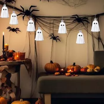 8 шт. Подвеска в виде привидения, легкая подвеска на Хэллоуин, украшения в виде привидения, жуткие мини-украшения в виде привидения, подвески для деревьев, стен, дверей 8pcs