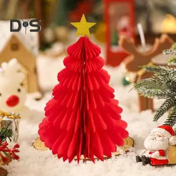 8 шт. подвески в форме рождественской елки, соты, бумажные полотенца для поделок, подвесные потолочные украшения для рождественской елки, праздничный декор для вечеринки 30cm
