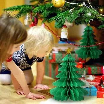 8 шт. подвески в форме рождественской елки, соты, бумажные полотенца для поделок, подвесные потолочные украшения для рождественской елки, праздничный декор для вечеринки 30cm