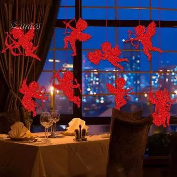 8 шт., подвесная табличка на день Святого Валентина, дизайн Купидона, яркий цвет, подвесной кулон для создания атмосферы, украшение для дома 8pcs