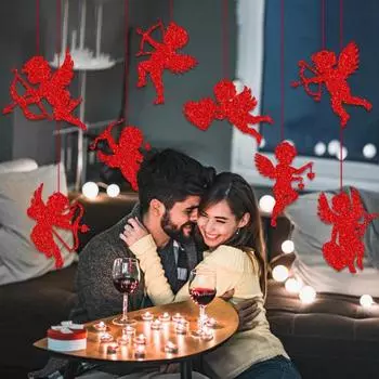 8 шт., подвесная табличка на день Святого Валентина, дизайн Купидона, яркий цвет, подвесной кулон для создания атмосферы, украшение для дома 8pcs