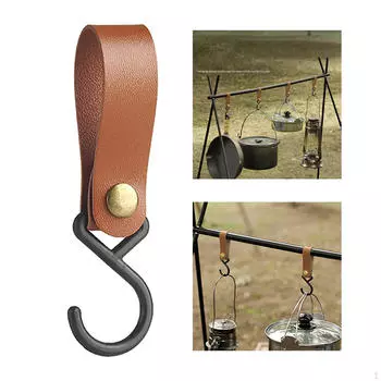 8 шт. подвесные крючки с пряжкой, легко устанавливаемая вешалка для кемпинга, походного штатива для кемпинга, на открытом воздухе коричневый