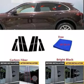 8 шт. полированные стойки для Porsche Cayenne 2011-2017, накладка на окно, наклейка на колонку BC, стиль bright black