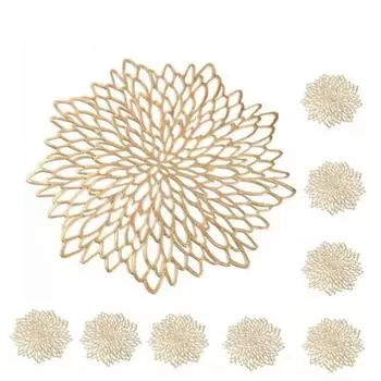 8 шт. полые салфетки для стола в форме цветка из ПВХ, термостойкие салфетки для столовых приборов