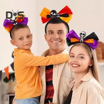 8 шт., повязки на голову для Хэллоуина, тыква, демон, череп, призрак, паутина, повязка для волос с большим бантом, боперы, товары для вечеринок, украшения на Хэллоуин Sets