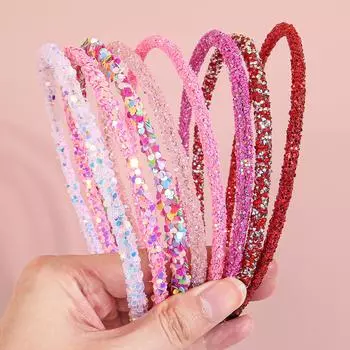 8 шт. повязок на голову ко Дню святого Валентина для девочек, розовые, красные, блестящие повязки на голову, головные уборы для девочек, детские аксессуары для волос на вечеринку