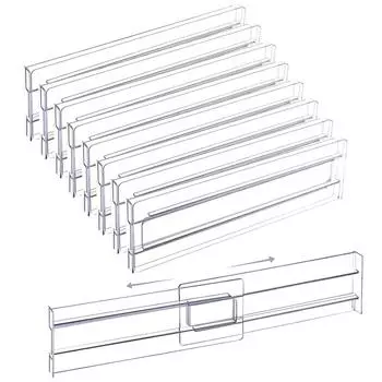 8 шт. прозрачные разделители для ящиков, регулируемые, расширяемые, разделители для ящиков для одежды, принадлежностей, косметики, офисного хранения прозрачный