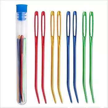 8 шт. пряжа с большим ушком, игла с изогнутым кончиком, гобелен, изогнутая ткацкая тупая булавка для штопки шерсти, инструмент для шитья, вязания крючком, разноцветный China светло-розовый