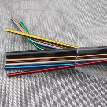 8 шт. разноцветные металлические соломинки высокого качества из нержавеющей стали, экологически чистые многоразовые соломинки, аксессуары для вечеринок, можно мыть в посудомоечной машине серебряный