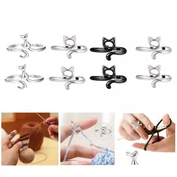 8 шт. регулируемые петли для вязания крючком кольца кошачьи ушки пряжа для вязания крючком кольца инструменты подходят для фиксации крючка пальцами