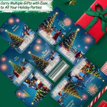 8 шт. Рождественская открытка Подвеска Рождественский кошелек Карты Двусторонняя лента Рождество