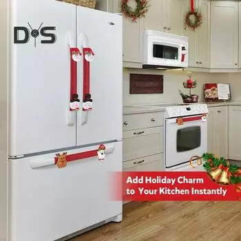 8 шт. рождественские чехлы на ручки холодильника Санта снеговик медведь лось чехлы для кухонных приборов холодильник микроволновая печь посудомоечная машина дверные ручки протекторы 8Pcs