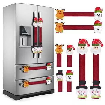8 шт. рождественские чехлы на ручки холодильника Санта снеговик медведь лось чехлы для кухонных приборов холодильник микроволновая печь посудомоечная машина дверные ручки протекторы