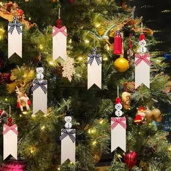8 шт. Рождественские чулки, подвесные бирки, деревянные бирки с именами, бусины для снеговиков, сделай сам, знак, украшение для чулок на елку, домашний декор 8pcs