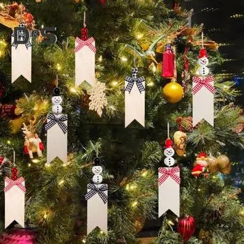8 шт. Рождественские чулки, подвесные бирки, деревянные бирки с именами, бусины для снеговиков, сделай сам, знак, украшение для чулок на елку, домашний декор 8pcs